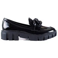 Mokasyny damskie - Czarne lakierowane półbuty Vinceza - miniaturka - grafika 1