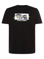 Koszulki męskie - Jack & Jones - T-shirt męski  JORTulum  duże rozmiary, czarny - miniaturka - grafika 1