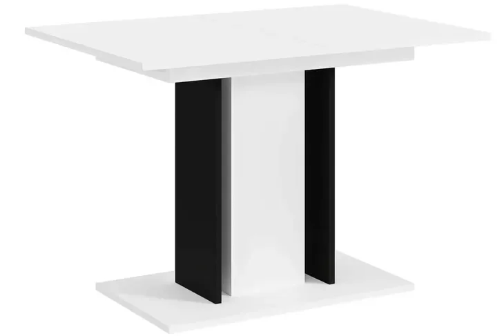 Stół rozkładany prostokątny mały 100-140 cm biały czarny mat laminat