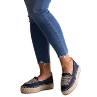 Espadryle damskie - Granatowe espadryle Big Star JJ274889 niebieskie - miniaturka - grafika 1