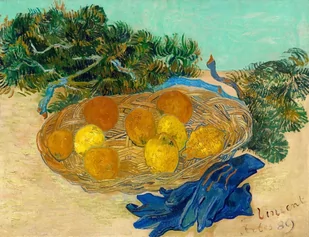 Plakat, Still Life of Oranges and Lemons with Blue Gloves, Vincent van Gogh, 50x40 cm - Plakaty - miniaturka - grafika 1