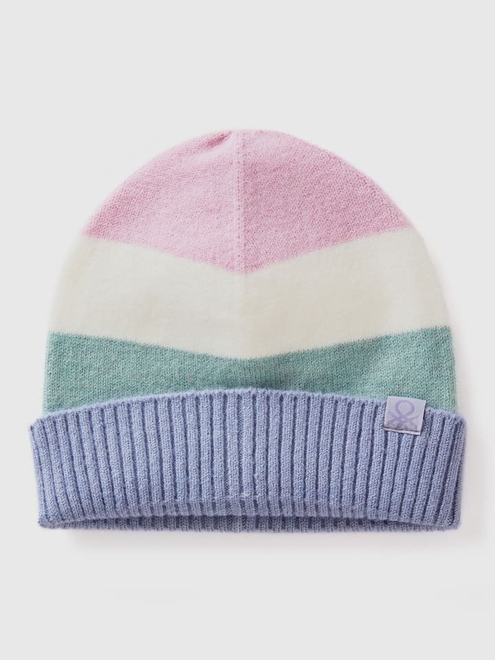 Benetton Czapka w kolorze jasnoróżowo-turkusowo-fioletowym