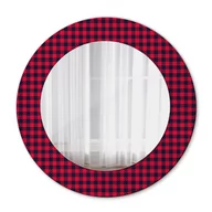 Lustra - Nowoczesne Lustro Okrągłe Czerwona kratka 50cm - miniaturka - grafika 1