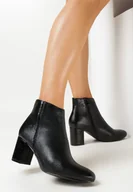 Botki damskie - Czarne Metaliczne Botki na Słupku z Imitacji Skóry Sael - miniaturka - grafika 1