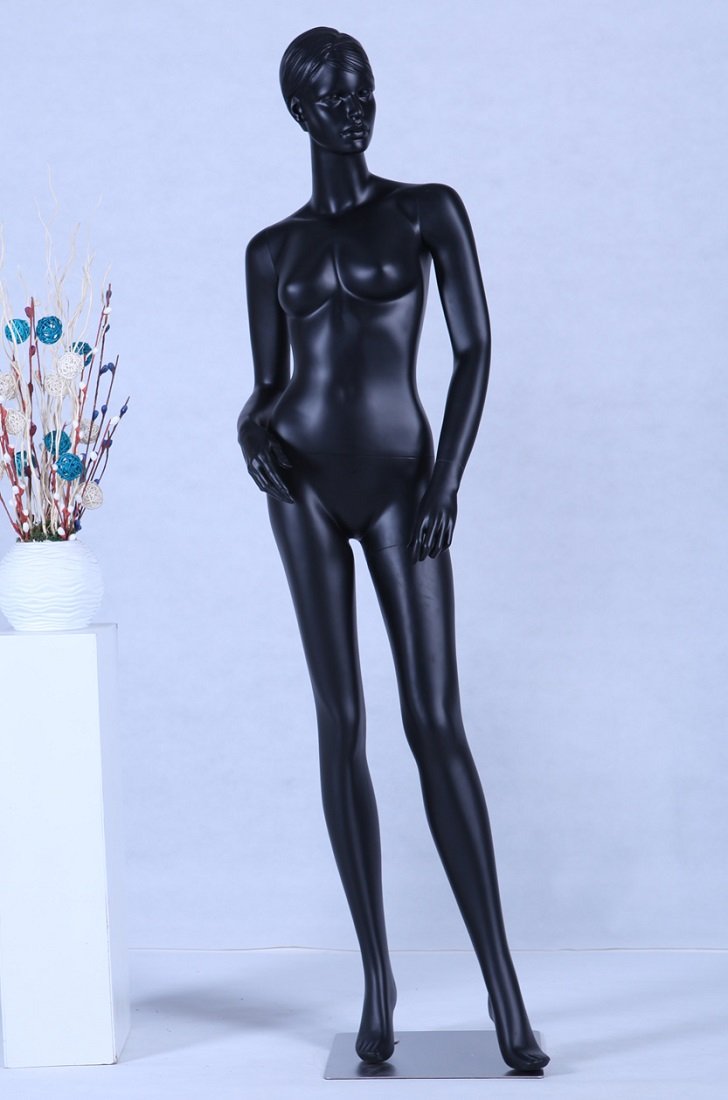 Abstrakcyjny kolor skóry w matowym EH12-8 stojący manekin damski czarny szykowna modna modelowana fryzura