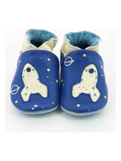 Buciki dla niemowląt - Robeez Skórzane buty "Planet Travel" w kolorze niebiesko-kremowym do raczkowania - grafika 1