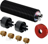 Akcesoria grzewcze - Zestaw do podłączenia pompy ciepła ECOFLEX Thermo Twin HP: rura preizolowana 2x32x2.9-2x32x3.5/140 L=12m + 2 końcówki gumowe +4 złączki Wipex + taśma - miniaturka - grafika 1