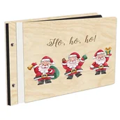 Albumy fotograficzne - Album Na Zdjęcia  Prezent Na Święta Album Rodzinny Wyklejany Z Czarnymi Kartami Z Grawerem W Drewnianej Oprawie Mikołaj - miniaturka - grafika 1