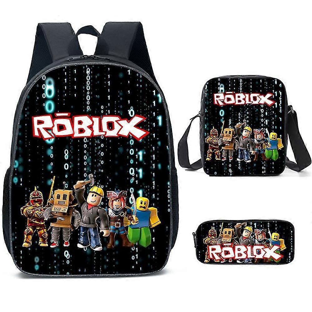 3 sztuk / zestaw Roblox Plecak z nadrukiem 3D Książka studencka Szkolna torba na ramię Plecak podróżny Piórnik Prezent dla dzieci D