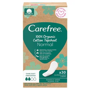 CAREFREE 100% Organic Cotton Topsheet Wkładki Higieniczne Normal 30szt - Wkładki higieniczne - miniaturka - grafika 2