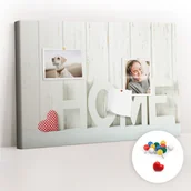 Tablice i flipcharty - Szkolna Tablica korkowa 60x40 cm, Kolorowe Pinezki, wzór Napis dom - miniaturka - grafika 1