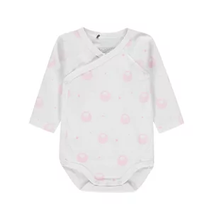 Body dziewczęce kopertowe długi rękaw, białe z różowym nadrukiem, Bellybutton - Body dla niemowląt - miniaturka - grafika 1