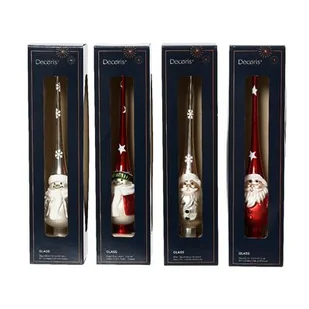 Czubek na choinkę szklany Św. Mikołaj / bałwan 5 x 25 cm mix - Ozdoby bożonarodzeniowe - miniaturka - grafika 1