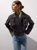 Płaszcze damskie - Mohito - Krótki trencz - szary - miniaturka - grafika 1