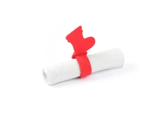 Serwetnik ze wzorem świątecznym - But Mikołaja - 21 cm - 1 szt. - Dekoracja stołu - miniaturka - grafika 1