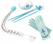 Stroje karnawałowe - Korona Berło Rękawiczki Warkocz Elsa Elza 4 Części, Hopki - miniaturka - grafika 1