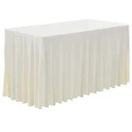 Obrusy i serwetki - vidaXL Obrusy z falbaną, elastyczne, 2 szt., 243 x 76 x 74 cm, kremowe - miniaturka - grafika 1