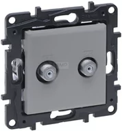 Gniazdka elektryczne - Legrand Niloe Step gniazdo podwójne 2xTV typu F końcowe do instalacji typu gwiazda 1,5 dB kolor aluminium 863376 863376 - miniaturka - grafika 1