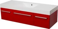 Szafki łazienkowe - Szafka łazienkowa czerwona 140cm FOKUS z umywalką - miniaturka - grafika 1