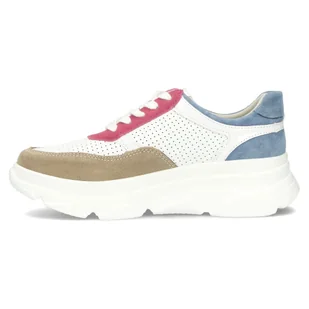 Skórzane sneakersy damskie Filippo DP6108/24 WH FH biały - Półbuty damskie - miniaturka - grafika 5