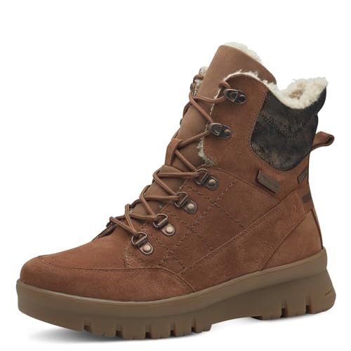 Tamaris Comfort damskie buty sportowe sznurowane Duo-Tex, modne kozaki, Cognac Suede, 38 EU, Cognac Suede, 38 EU