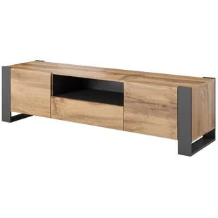 Szafka RTV WOOD 180/44/48 dąb wotan + antracyt WOOD RTV - Szafki RTV - miniaturka - grafika 1