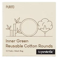 Waciki, płatki i patyczki kosmetyczne - Purito Purito Inner Green Reusable Cotton Rounds Wielorazowe płatki kosmetyczne bambusowo - bawełniane 10 szt - miniaturka - grafika 1