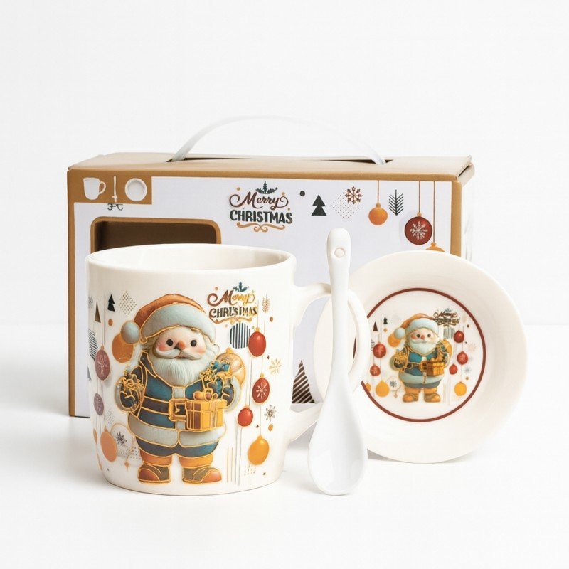 KUBEK ŚWIĄTECZNY - zestaw w pudełku z zaparzaczem i łyżeczką 350 ml KB34WZ1