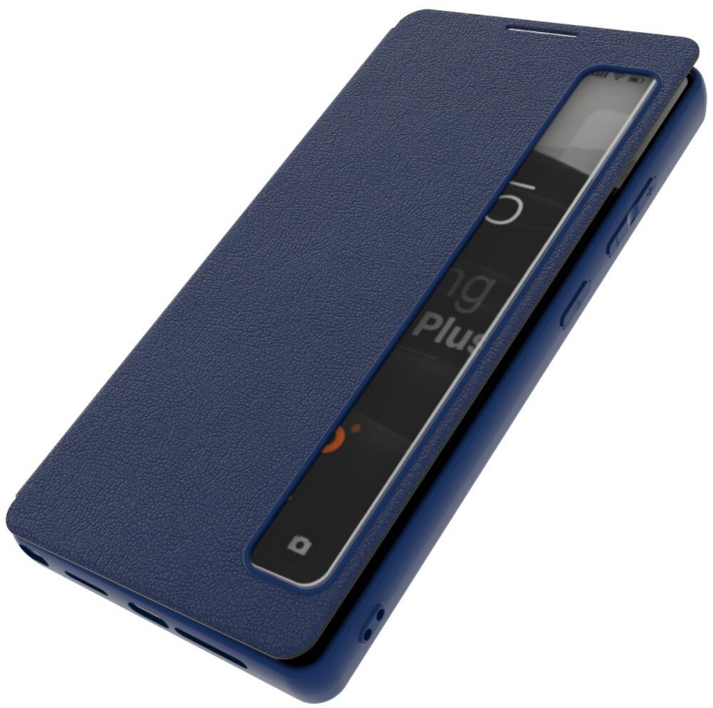 Etui z klapką Supero Smart View do Galaxy S26+ Plus, skórzane, granatowe