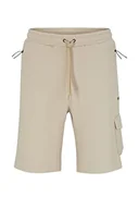 Spodenki damskie - BOSS Męskie szorty Hariq z wyjątkowo elastycznej mieszanki bawełny z kieszeniami na zamek błyskawiczny, beżowy, S - miniaturka - grafika 1
