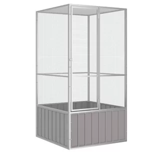 VidaXL Woliera, Szara, 111X107X211,5 cm, Galwanizowana Stal - Klatki i wyposażenie dla ptaków - miniaturka - grafika 1