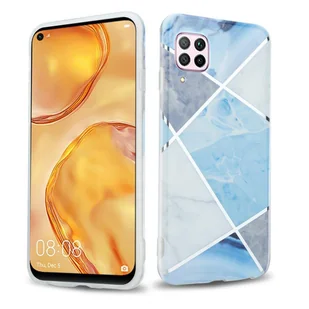 Pokrowiec Etui Do Huawei NOVA 6 SE / P40 LITE / NOVA 7i w Niebiesko Biało Szary Marmur No. 2 Obudowa Case Cover Silikon Plecki Cadorabo - Etui i futerały do telefonów - miniaturka - grafika 1