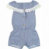 Kombinezony dla dzieci - Kombinezon SPODNIUM Z KORONKĄ Niebieskie Paski 116 - miniaturka - grafika 1