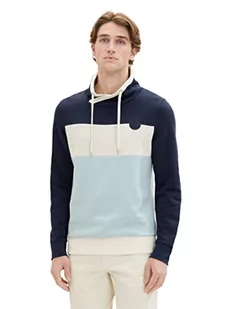 Męska bluza z kapturem TOM TAILOR z blokami kolorów, 33825-zgaszony miętowy beżowy pasek iniekcyjny, XXL - Bluzy męskie - miniaturka - grafika 1