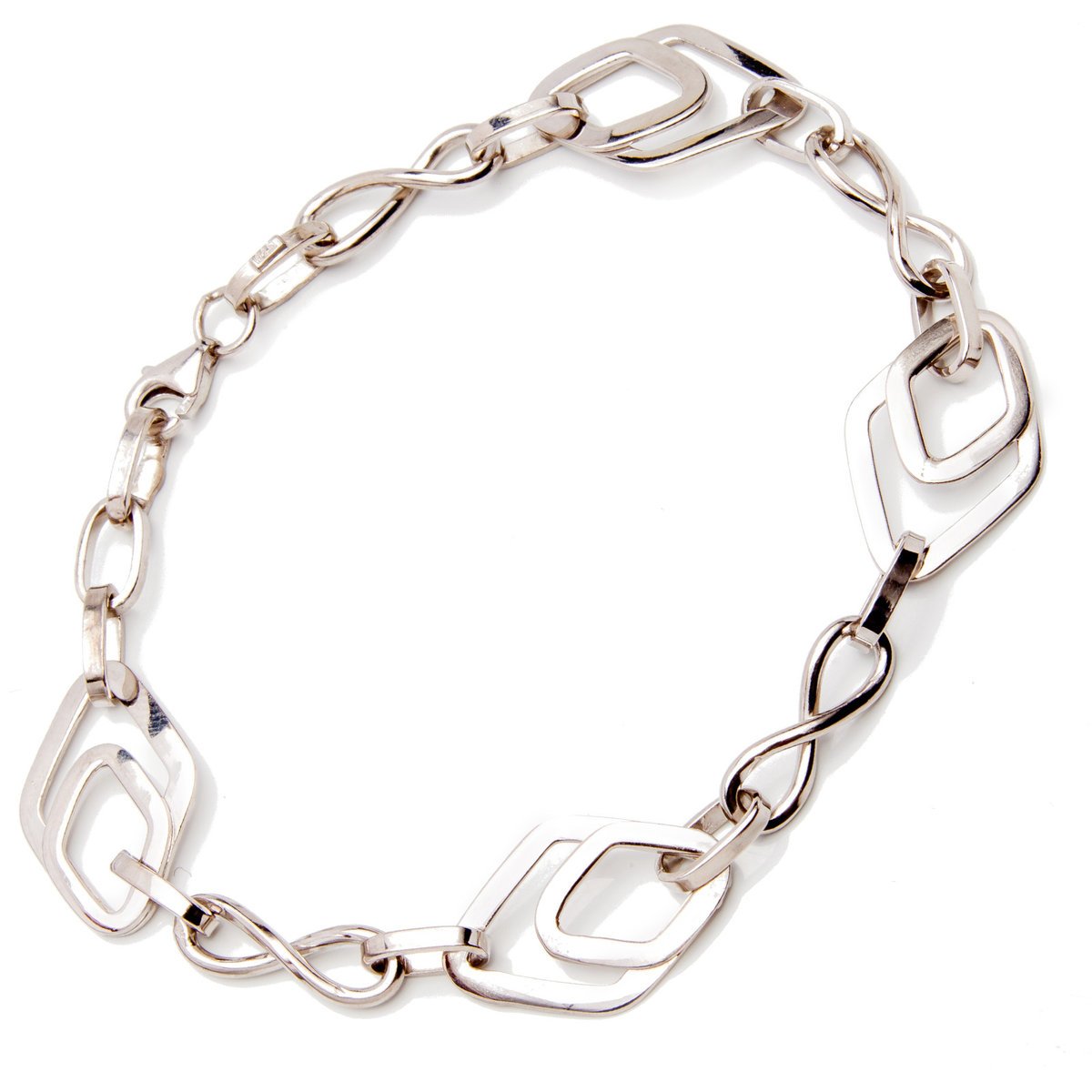 Srebrna Bransoletka plecione romby nieskończoność