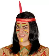 Dodatki do strojów karnawałowych - Guirca Peruka party "Indianin Pou", czarna, GUIRCA GU4167 - miniaturka - grafika 1