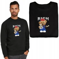 Bluzy męskie - Wygodna BLUZA Mska Czarna TEDDY MIZ WZORY - XL - miniaturka - grafika 1