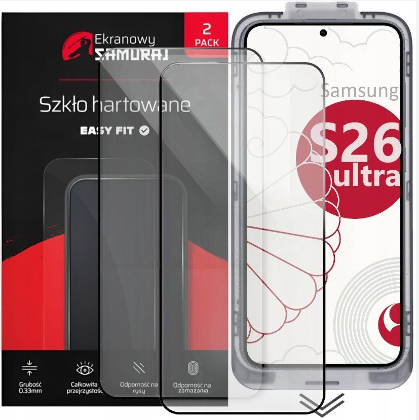 Szkło Hartowane 9H do Samsung Galaxy S26 Ultra 2szt +ramka montażowa