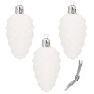 Bombki - Ozdoba choinkowa 8,5cm świąteczna zawieszka szyszki 3 szt. biały brokat - miniaturka - grafika 1