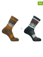 Skarpetki męskie - SALOMON Skarpety funkcyjne (2 pary) "Out Alps Crew" w kolorze jasnobrązowo-granatowym - miniaturka - grafika 1