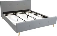 Łóżka - Łóżko tapicerowane HWC-J98, rama łóżka podwójnego ze stelażem listwowym, lite drewno ~ 180x200cm szary - miniaturka - grafika 1