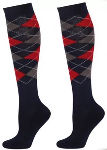 HARRY''S HORSE Podkolanówki jeździeckie CHECK navy-grey-red - Skarpetki jeździeckie - miniaturka - grafika 1