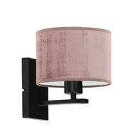 Lampy ścienne - Lampka ścienna, kinkiet z welurowym abażurem E27, ELVORA VELUR, różowy - miniaturka - grafika 1