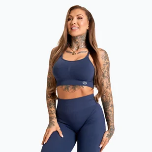 Biustonosz fitness Gym Glamour Push Up 2.0 denim - Bielizna sportowa damska - miniaturka - grafika 1