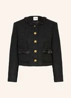 Marynarki i żakiety damskie - Sandro Kurtka Tweedowa Z Falbankami schwarz - miniaturka - grafika 1