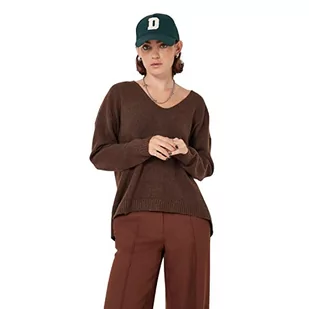 Noisy may Damski sweter NMSON XS S M L XL brązowy poliakryl dekolt w serek, cappuccino, M - Swetry damskie - miniaturka - grafika 1