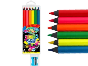 Kredki ołówkowe okrągłe neonowych Jumbo Colorino  + temperóka - Podręczniki dla szkół podstawowych - miniaturka - grafika 1