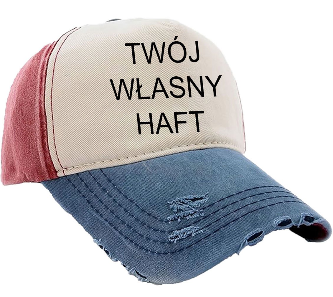 CZAPKA BEJSBOLÓWKA VINTAGE RETRO JEANS TWÓJ HAFT LOGO NAPISEM NADRUKIEM