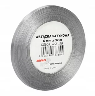 Brewis Wstążka dekoracyjna satynowa 6mm/32m srebrna 179 - Pasmanteria - miniaturka - grafika 1
