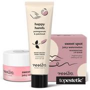 Zestawy kosmetyków damskich - Resibo Resibo Sweet Spot + Happy Hands Pomegranate And Patchouli ZESTAW Regenerujący peeling do ust soczysty arbuz 9 g + Nawilżający krem do rąk - granat i paczula 50 ml - miniaturka - grafika 1